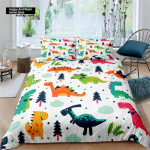 Multifilmi dinosauruste v&auml;ikelaste voodipesukomplekt Cartoon Animals tekikott Mikrokiust tekikate koos padjap&uuml;&uuml;ridega poistele, t&uuml;drukutele, teismelistele EU single(135x200cm)
