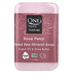 One with Nature, Triple Milled Mineral Soap Bar, Rose Petal, 7 oz (200 g) black