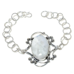 Rainbow Moonstone Gemstone Handmade Ethnic 925 Silver Bracelet 7-8 g9q29