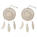 2 attrape-r&ecirc;ves &agrave; customiser en bois - Plumes 12,5 x 23,5 cm