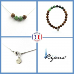 Pierres et Min&eacute;raux. Parure Bracelet Collier perles bois + Epidote d'Australie 8 mm. Chaine Taille personnalisable.