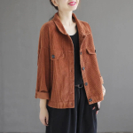 L&uuml;hike velvetist jope naiste kevad- ja s&uuml;gisene &uuml;hev&auml;rviline rev&auml;&auml;r, vaba v&auml;ike vabaaja fliisist &uuml;laosa, retro XXL kohv