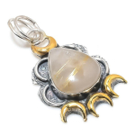 Golden Rutile 925 Sterling Silver Jewelry Two Tone Pendant 1.97 a3v34