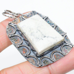 Howlite Jasper Handmade 925 Sterling Silver Jewelry Pendant 2.25 w0z15