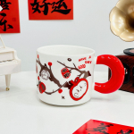 Loov ja personaliseeritud keraamiline tass kaane ja lusikaga, pidulik kruus, k&otilde;rge v&auml;limusega armas veetass t&uuml;drukute tass, suveniirid 480ML