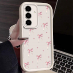 Fashion Bowknot Print pehme matt &uuml;mbris Samsung S25 Ultra S24 FE S23 Plus A16 A56 A36 A55 A26 A06 A15 A35 p&otilde;rutuskindel TPU objektiivi kaitsega telefoni kate Samsung S24