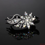 L&auml;ikiv kivist juuksen&otilde;el Lilleleht Pardnokk Juuksek&uuml;&uuml;ned Retro juukseklambrid Aksessuaarid naistele 1PCS valge