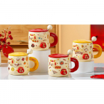 Creative New Year Souvenir New Year Mug with Lid Dragon Year Coffee Cup High Precision Diy Cup Ceramic Water Cup 400ML
