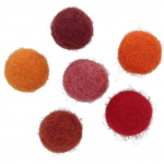 Pompons en laine feutr&eacute;e - Rouge/Orange - 1,5 cm - 30 pcs