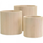 3 &uuml;marat potti komplektis - Puidust lillepott - ARTEMIO - Beež - &Uuml;mar - Toores puit