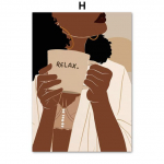 Abstraktne must mood t&uuml;druk kohv kosmos Aafrika kunst l&otilde;uendimaal P&otilde;hjala plakatid ja tr&uuml;kised Seinapildid Elutoa sisustus Ilma raamita 21*30cm