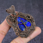 Lapis Lazuli Gemstone Handmade Copper Wire Wrap Tree Of Life Pendant 2.68 c9r76