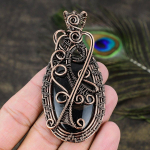 Obsidian Eye Handmade Copper Wire Wrap Jewelry Pendant 3.39 k0v63