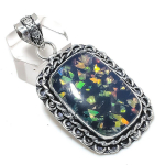 Blue Triplet Opal Handmade 925 Sterling Silver Jewelry Pendant 2.21 h7u11