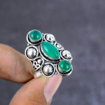 Green Onyx Handmade 925 Sterling Silver Jewelry Ring Size 7 Gift For Her k4b21