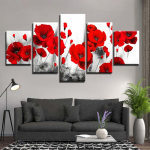 5 paneeli/komplekt Punane moonilillega l&otilde;uend Maastiku rooside plakatid ja v&auml;ljatr&uuml;kid Seinakunstipildid elutoa kaunistamiseks 40x60cm*2 40x80cm*2 40x100cm*1