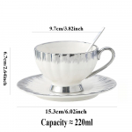 Luksuslik kuldse ja h&otilde;bedase servaga kohvitasside komplekt, t&auml;ielik keraamiliste tasside ja alustasside komplekt, k&otilde;rgekvaliteedilised &otilde;htused kameeliatee tassid 200-400ml