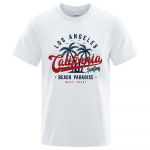 Los Angeles California Beach Paradise Meeste topid Mood Crewneck T-s&auml;rk Puuvillane suvine T-s&auml;rk Hingav &uuml;lisuured riided XXXXL valge