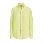 Polo Ralph Lauren Ss24 Hobuse logo tikitud pikkade varrukatega linane s&auml;rk Naiste s&auml;rgid Sidrunkollane 211780617-002 XXS