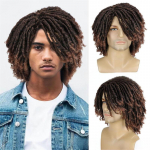 S&uuml;nteetiline L&uuml;hike Dreadlocksi Parukas Meestele Patsutatud Parukas Pruun Ombre Meeste Parukas Afro Bob Locs Heegeldatud Keerutatud Juuksed Rock Cosplay