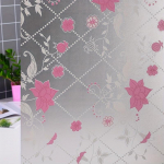 60cm lai isekleepuv lilleline privaatsusaknakile, soojuskontroll ja UV-kaitse, l&auml;bipaistmatu l&otilde;igatav kleebis kodu ja kontori ustele/akendele 60*500cm