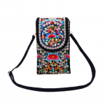 Uus etnilise stiiliga tikitud kott Naiste mobiiltelefonikott Klapiga l&otilde;uendkott Crossbody kott Kahekihiline nullrahakott 12x3x20cm