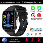 2025 Uus EKG+PPG Vererasv Kusihappe Tervis Nutikell Mehed S&uuml;dame l&ouml;&ouml;gisagedus Verer&otilde;hk Bluetooth K&otilde;ne Nutikell Naised Black silicone belt