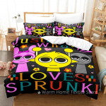 Sprunki voodipesukomplekt Incredibox 3D-prinditud muusikam&auml;ng tekikottide komplekt pehme &uuml;heinimesevoodi kaheinimesevoodi queen-size kuninglik suurus Sprunki kingitused lastele US Queen(228x228cm)