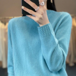 Naiste ka&scaron;miirkampsun Qinghe ka&scaron;miir 30% ka&scaron;miir 70% vill s&uuml;gis-talvine pullover soe ja moekas L merelaine