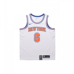 Nike NBA F&auml;nniv&auml;ljaanne NY Knicks Porzingis Nr. 6 &Uuml;mmarguse kaelusega Korvpalli T-s&auml;rk Meeste Topid Valge 877215-100 XL