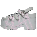UGG Yueqi Qi X Nahast Moodsad Paksude Taldadega Avatud Varbaosa L&auml;ikiv Kuldne Kiiluga Rooma Sandaalid Naiste Sandaalid Hall 1174810-GREY 40
