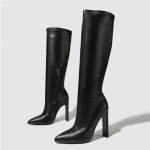 Moodsad S&uuml;gis-Talvised Pehmest Nahast K&otilde;rge Kontsaga P&otilde;lvp&uuml;ksid Naiste Mood Terava Ninaga Peo Kingad Zapatos De Mujer 35 must
