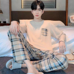 Meeste pidžaamakollektsiooni s&uuml;gis- ja talvised ruudulised &uuml;hev&auml;rvilised tudengipidžaamad, kodur&otilde;ivad, topid ja p&uuml;ksid, pidžaamad, puhkeriided L