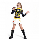 Laste K-pop Rumi Zoey Mira Cosplay Huntrix Kost&uuml;&uuml;m 3D Prindiga Deemonik&uuml;tt Mira Lava Kost&uuml;&uuml;mid Lapse Halloweeni Peo Riiete Komplekt 130 must