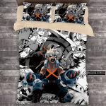 3D Prindi MANGA Anime My Hero Academia Voodipesukomplekt Poistele T&uuml;drukutele &Uuml;heinimese Suurus Kaksik Suurus Queen Suurus T&auml;issuurus Tekikott Padjap&uuml;&uuml;r Voodi T&auml;iskasvanute Magamistuba AU Single 140x210cm black