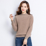 Women's Mock Neck Wool Blend Knitted Sweater S