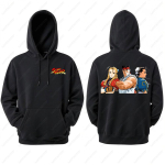 Street Fighter meeste kapuutsikas anime m&auml;ngu prindiga vabaaja pikkade varrukatega dressipluus kahepoolne streetwear s&uuml;giseks ropa de hombre XL black
