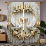 2-osaline HD digitaalne valge lips kaunis lille luige kardin kodu kaunistus stiil kaunistus elutuba magamistuba kulumisvarda kardin W52H95inchW132H241cm