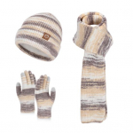 3 tk/komplekt Naiste talvem&uuml;ts, sall ja kindad komplekt Paksustatud sametvoodriga kootud m&uuml;ts Pikk sall Puuteekraaniga kindakomplekt Talvised aksessuaarid khaki