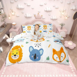 Homewish Kawaii konnaprintsi tekikott teismelisele, lehttaimedega voodipesukomplekt, koomiksiloomade teemaline p&ouml;&ouml;ratav voodipesukomplekt DE XS 100x135cm 2pcs&set
