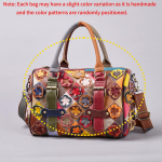 Ehtne nahast retro lapitehnika lilleline crossbody k&auml;ekott