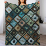 Heegeldatud vanaema ruudu muster sinine K&uuml;ljetekk Talvised voodid Dekoratiivsed Diivanid Dekoreerimiseks Vooditekid 30x40in