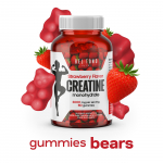 Kreatiinmonoh&uuml;draadi Kummikommid 3000mg (maasikas) / Kreatiinmonoh&uuml;draat 3000mg, 60 kummikommi punane