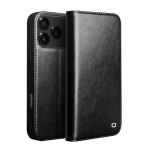 Qialino Ehtne Nahast Telefonikott Apple Iphone 17 Air 16 15 14 Pro Maxile &Auml;ristiilis Moodne Luksuslik Kaardipesa ja Kattega iPhone17 Pro must