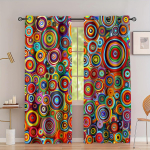 Kaheosaline boho erksav&auml;rviline &scaron;ikk geomeetriline kardin, valgust filtreeriv, elutoa, magamistoa, k&ouml;&ouml;gi jaoks, stiilne esteetiline kardin W60H60(CM)x2pcs&Rod Pocket