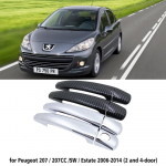 for Peugeot 207 207SW SW CC 2006~2014 07 Black Carbon Fiber Car Handle Or ABS Chrome Door Handles Cover Accessories Cap Styling Bowl 2 door