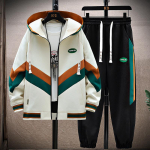 Kevad S&uuml;gis Meeste Komplektid Korea Mood Joggers &Uuml;likond Meeste Vabaaja Meeste lapitehnika Streetwear Kapuutsiga Dressipluus Meeste Kaheosaline Komplekt S beež