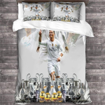 2/3 tk tekikatte komplekt Ronaldo Iidol Jalgpallit&auml;ht 3D-prinditud tekikate teismelistele lastele poistele t&uuml;drukutele pehme voodikate lukuga AU Single(140*210cm)3pcs