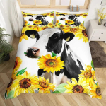 Lehmade tekikottide komplekt Must ja valge piimalehma muster Tekikoti kate Loomateemaline voodipesukomplekt Toakujundus Roosa Kuningas Tekikatted EU Single(135*200cm)3pcs
