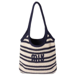 Miu Miu Ivy Logo Kootud Disainiga Kandekott Naiste Kandekotid Sinine Valge 5BG231_2IBA_F022X_V_MRO Basic Set (Bag+Dust Bag)
